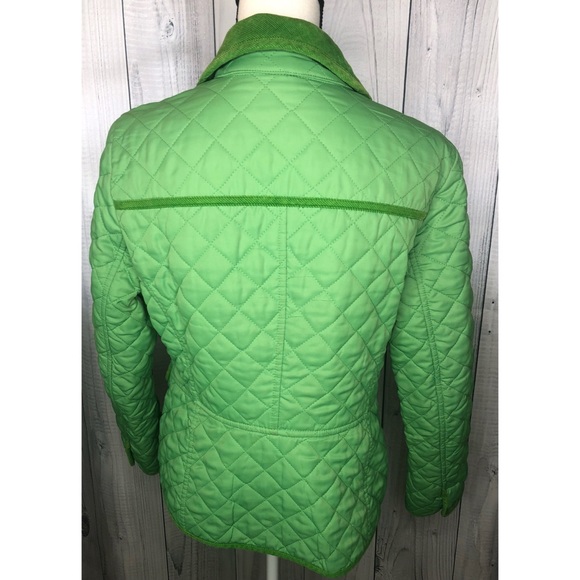 Boden Quilted Button Down Jacket Corduroy Trim Green Sz 6 - Picture 6 of 12